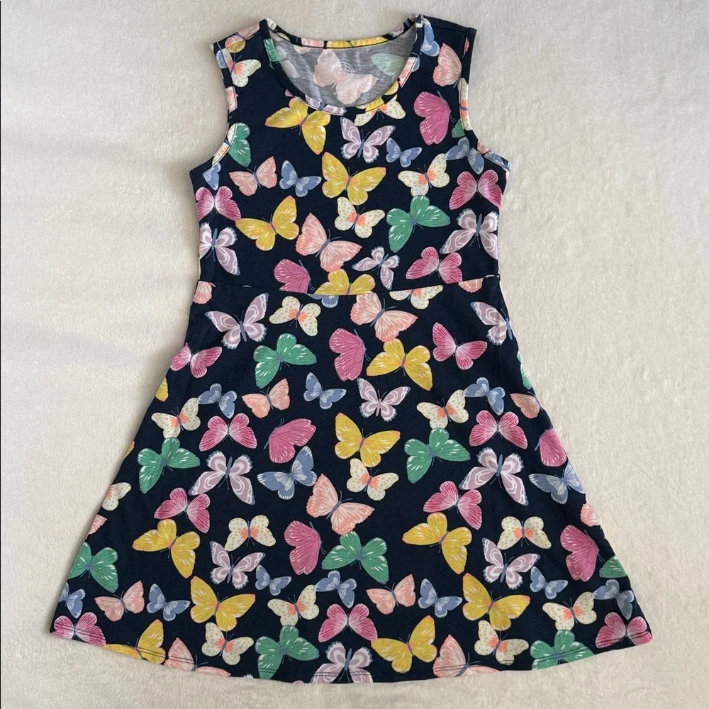 Wonder Nation | Butterfly Print Sleeveless Play Dress Blue/Multicolor (L 10-12) - Picture 13 of 13